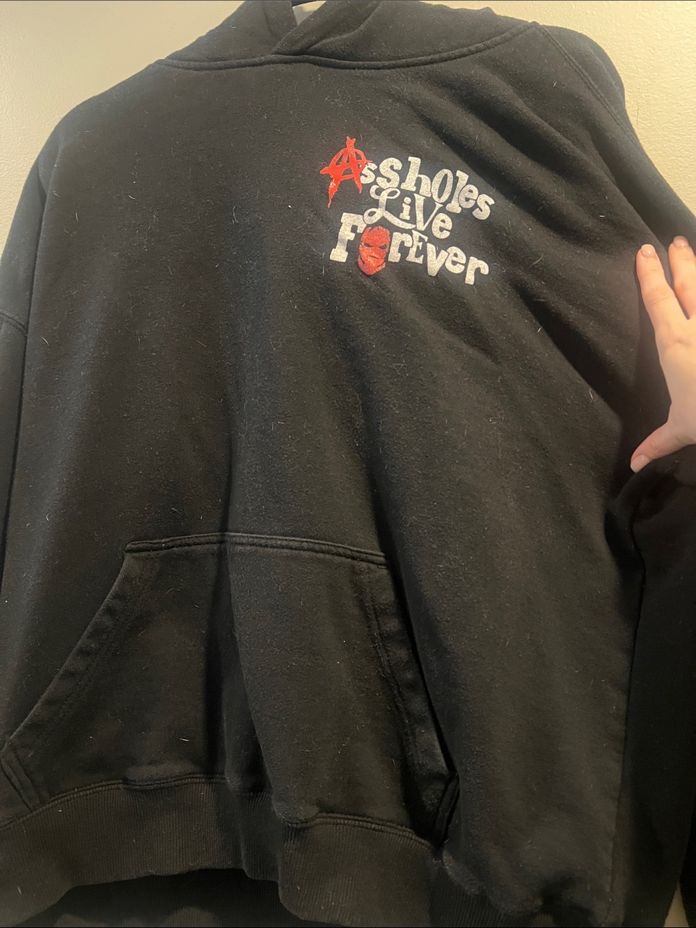 Black Crewneck Graphic Sweatshirt - Assholes Live Forever ALF